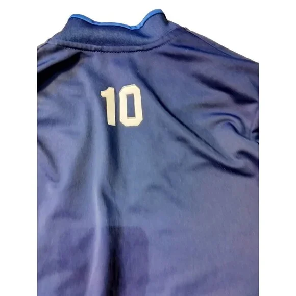 Adidas Steamboat Soccer Club Jacket Zipper Colorado Blue White Number 10 Medium - Picture 7 of 9